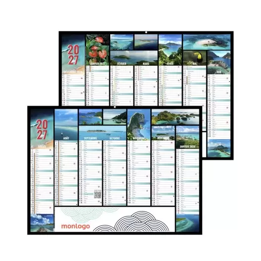 CALENDRIER BANCAIRE ILLUSTRÉ COUCHÉ SATINÉ PUBLICITAIRE 'JEANNE'