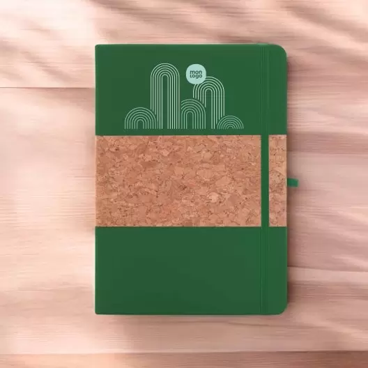 CARNET EN LIEGE ET PU RECYCLE PERSONNALISE 'ISHA'