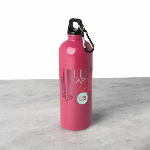 GOURDE PERSONNALISEE EN ACIER RECYCLE 750 ML MOUSQUETON NOIR 'AVEREST'