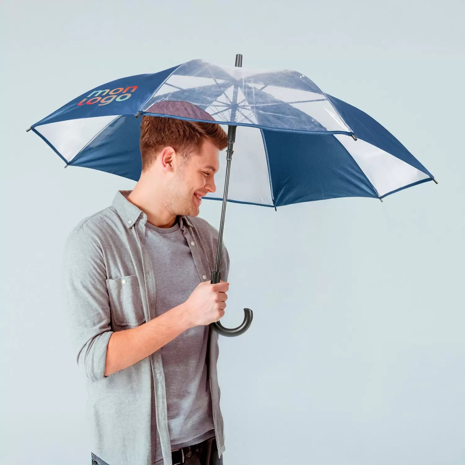 PARAPLUIE CANNE PUBLICITAIRE MI TRANSPARENT 'SPLASHY'