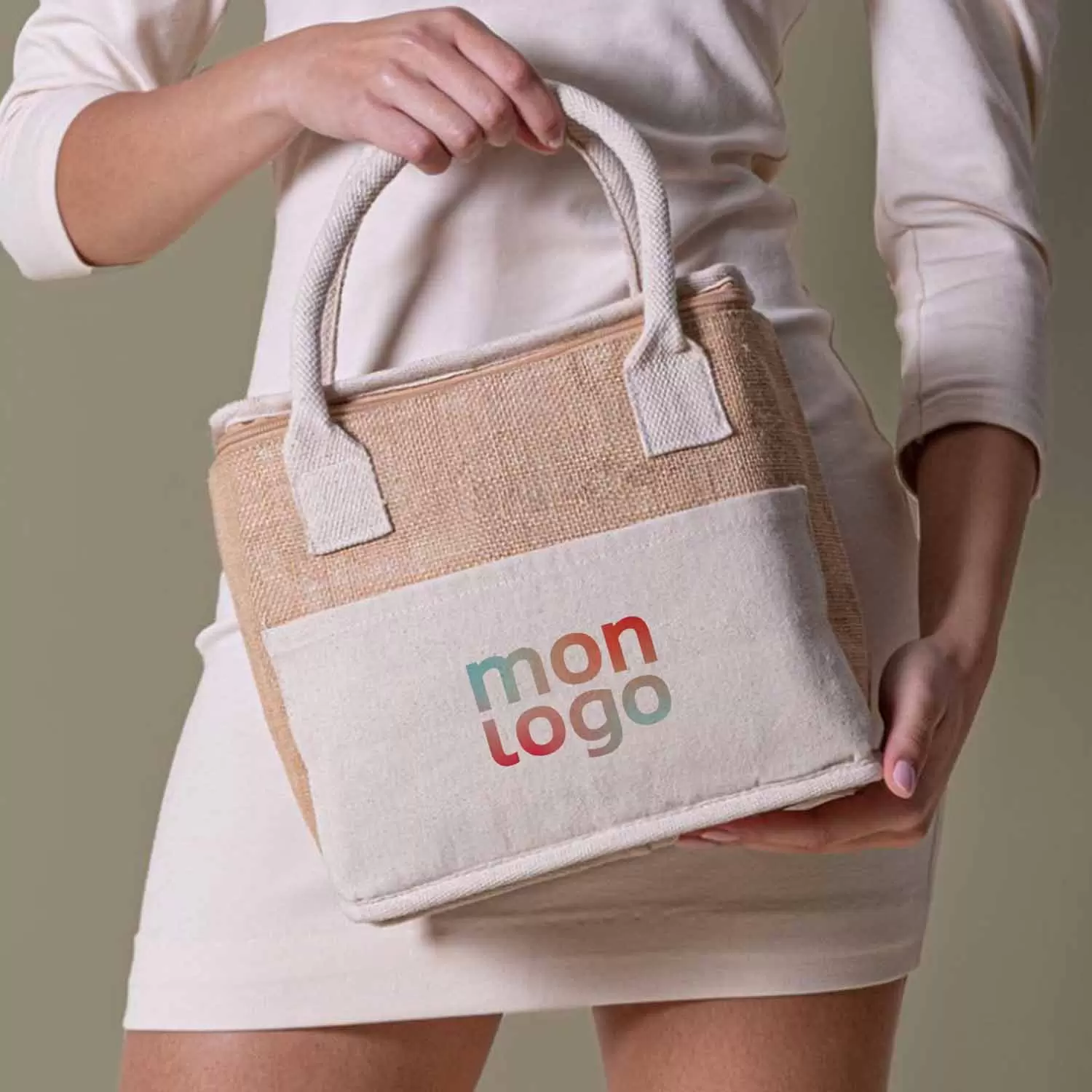 SAC ISOTHERME PERSONNALISABLE COTON ET JUTE 'CHIC'