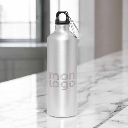 GOURDE EN MÉTAL PUBLICITAIRE AVEC MOUSQUETON 770 ML 'CANYON'