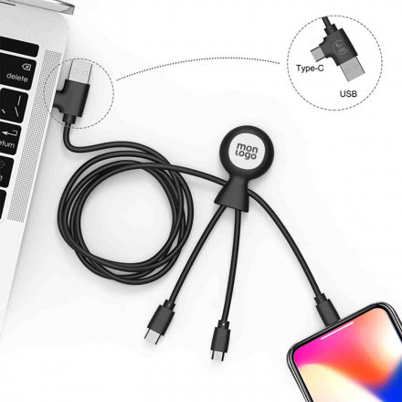 CÂBLE DE CHARGE PUBLICITAIRE MULTI CONNECTEURS XOOPAR® 'MR BIO LONG'