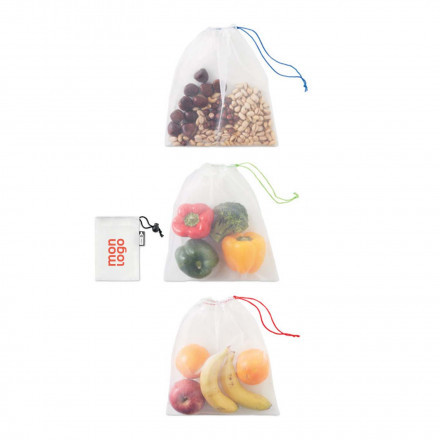 ENSEMBLE DE 3 SACS FILETS PUBLICITAIRES 'VEGGIE'