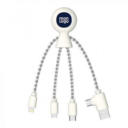 CÂBLE DE CHARGE PUBLICITAIRE BIODÉGRADABLE MULTI CONNECTEURS XOOPAR® 'MR BIO'
