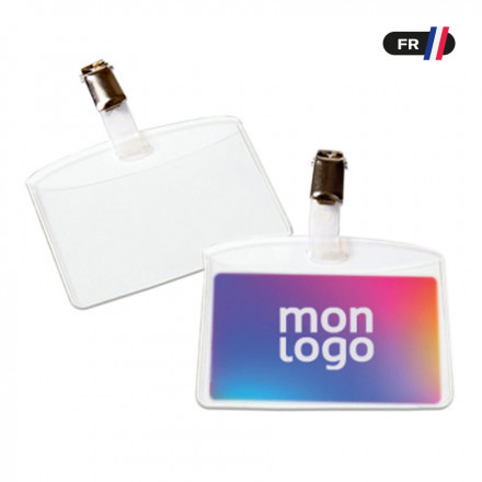 BADGE PERSONNALISABLE EN PVC À PINCE 'DUNI'