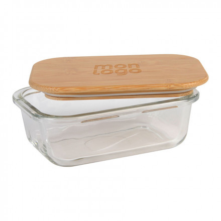 LUNCH BOX PERSONNALISÉE VERRE COUVERCLE BAMBOU 'SARDI M' 