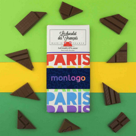 TABLETTE DE CHOCOLAT AU LAIT PUBLICITAIRE LE CHOCOLAT DES FRANCAIS  'CHOFI'
