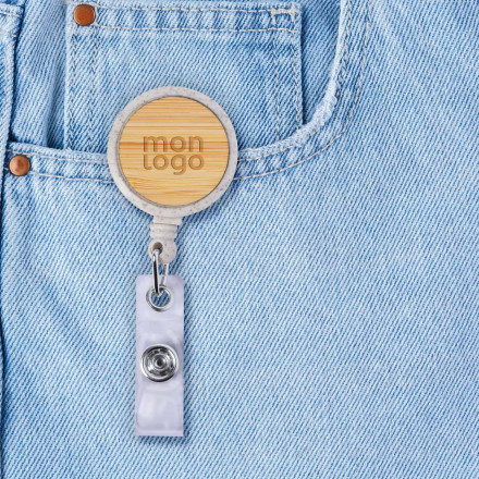 PORTE BADGE DEROULEUR PUBLICITAIRE 'SHAKI BAMBOU'
