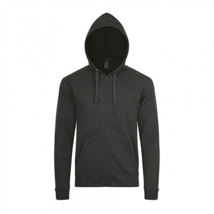 SWEAT ZIPPÉ PERSONNALISÉ À CAPUCHE MIXTE 'STONE' - FABRICATION RAPIDE 4J - anthracite chiné