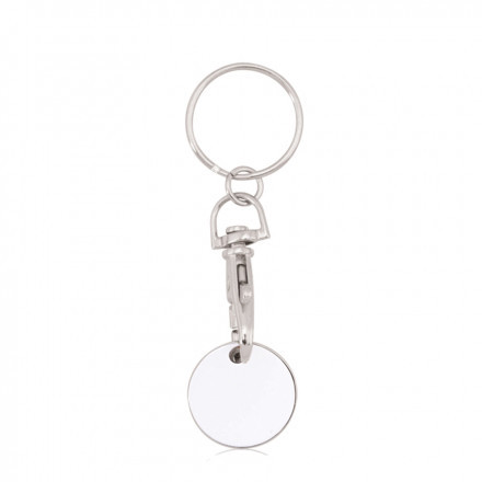 PORTE-CLÉS PERSONNALISÉ AVEC JETON EN MÉTAL 'KEMA' - blanc