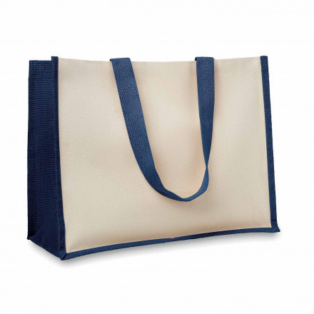 SAC PERSONNALISÉ EN JUTE/TOILE 'FIORI' - bleu