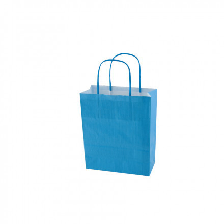 SAC PAPIER KRAFT PUBLICITAIRE ANSES TORSADEES 'CUBANO' 18X22X8 cm 90 GR/M² - bleu