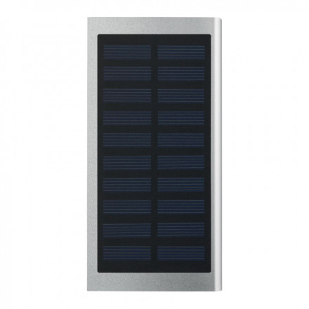 BATTERIE DE SECOURS PUBLICITAIRE SOLAIRE 8000 MAH 'POWERSHINE' - argenté