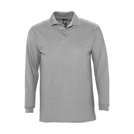 POLO PUBLICITAIRE MANCHES LONGUES HOMME 'WINTER II' - gris chiné