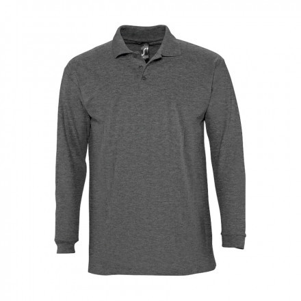 POLO PUBLICITAIRE MANCHES LONGUES HOMME 'WINTER II'  - anthracite chiné