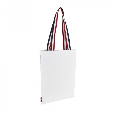 TOTE BAG PERSONNALISÉ AVEC ANSES RAYÉES 'ÉTOILE' - blanc
