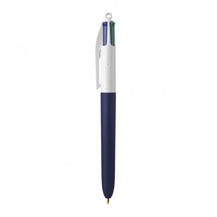 STYLO BIC® 4 COULEURS PERSONNALISÉ 'SOFT STYLE' - blanc/bleu