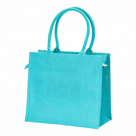 SAC EN JUTE PERSONNALISABLE AVEC FERMETURE 'KAS' - bleu clair