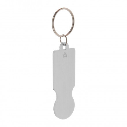 PORTE-CLES PERSONNALISE EN ALU RECYCLE 'PLAKI COIN' - argente