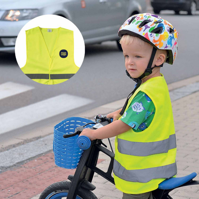GILET DE SECURITE PERSONNALISABLE ENFANT 'FLUOSAFE'