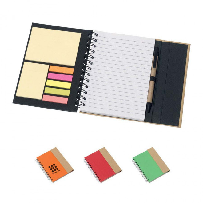 BLOC NOTES PERSONNALISABLE À SPIRALE AVEC STYLO ET MÉMOS 'MAYSPI'