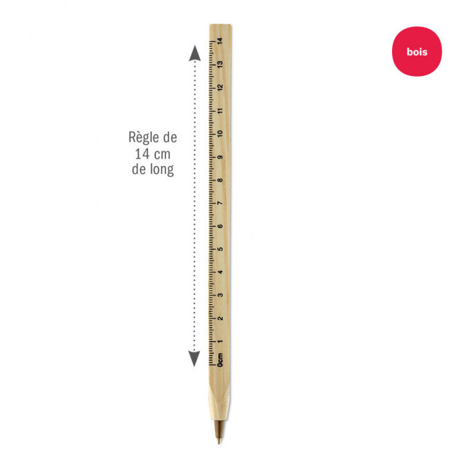 STYLO/RÈGLE EN BOIS PERSONNALISÉ 'BÉLOUVE'