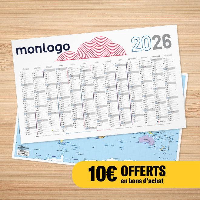CALENDRIER BANCAIRE PERSONNALISÉ RIGIDE 65X40,5 CM 'MAP'