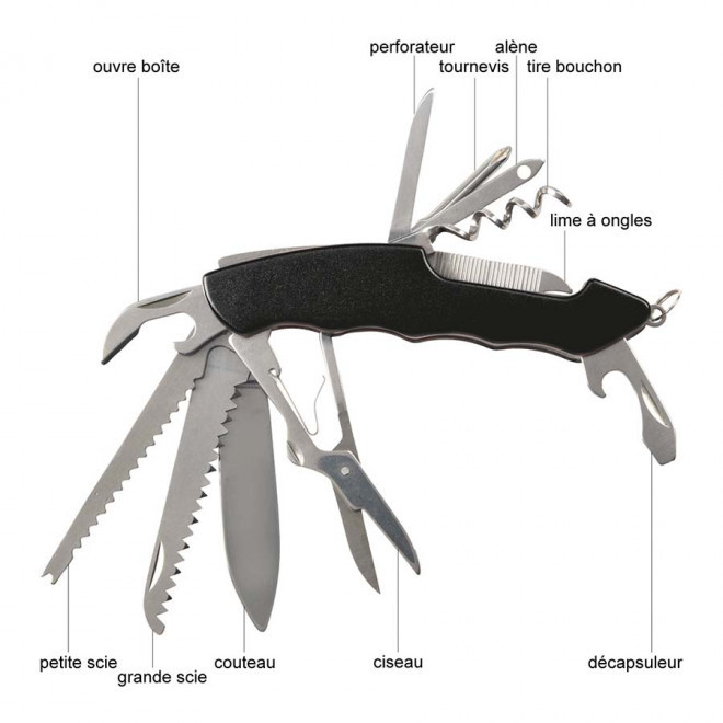 COUTEAU DE POCHE PERSONNALISÉ 12 FONCTIONS 'CHUCK'