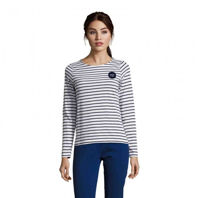 MARINIÈRE PUBLICITAIRE COL ROND FEMME 'MARINE' 150GR/M²