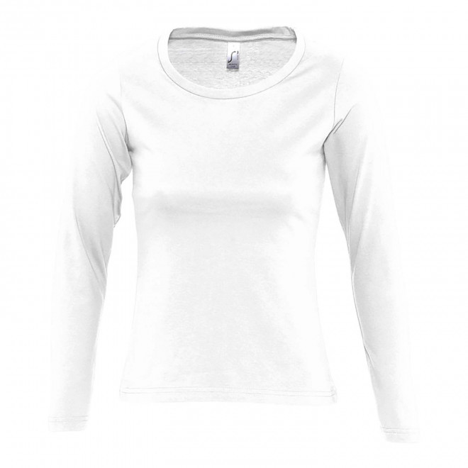 TEE SHIRT PERSONNALISÉ FEMME MANCHES LONGUES 'MAJESTIC' BLANC 150 GR/M²