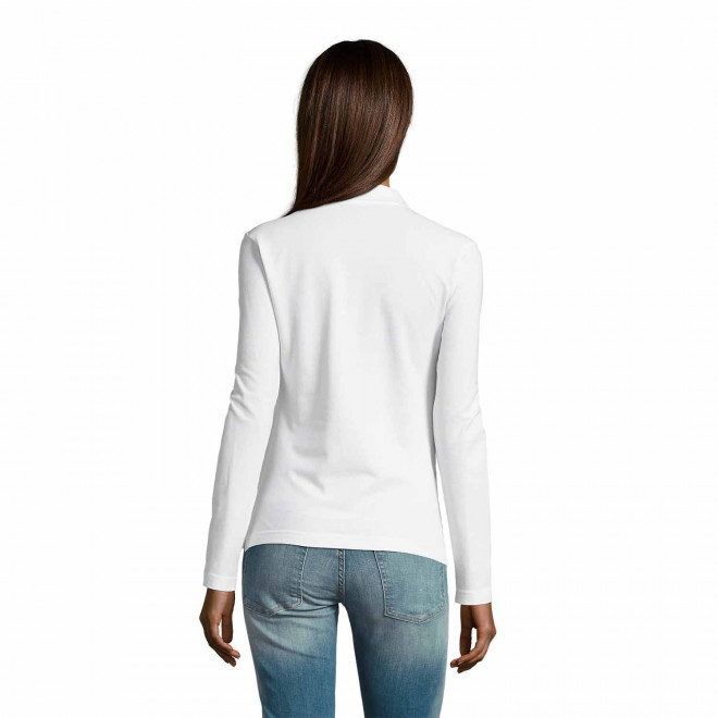 POLO PUBLICITAIRE MANCHES LONGUES FEMME 'PODIUM' BLANC