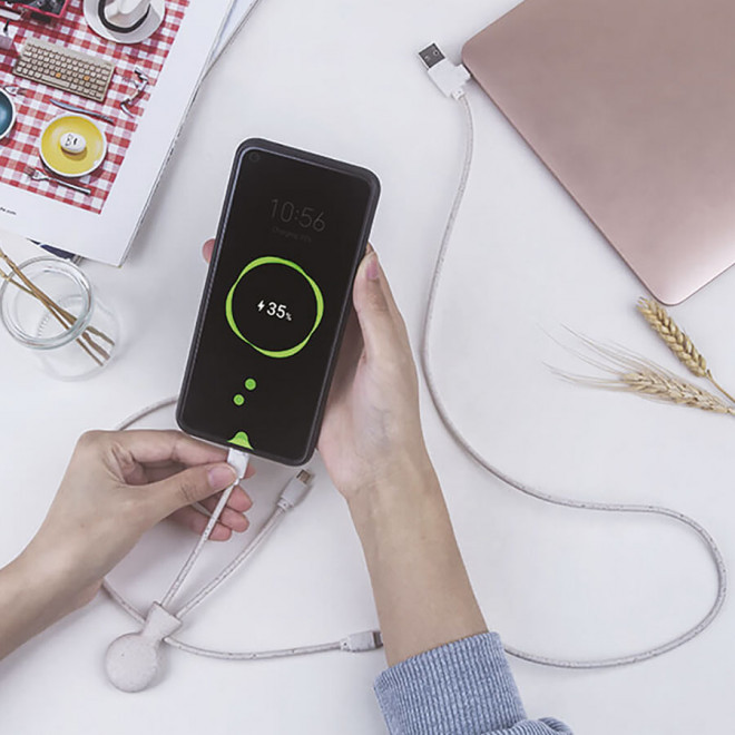 CÂBLE DE CHARGE PUBLICITAIRE BIODÉGRADABLE MULTI CONNECTEURS XOOPAR® 'MR BIO LONG'