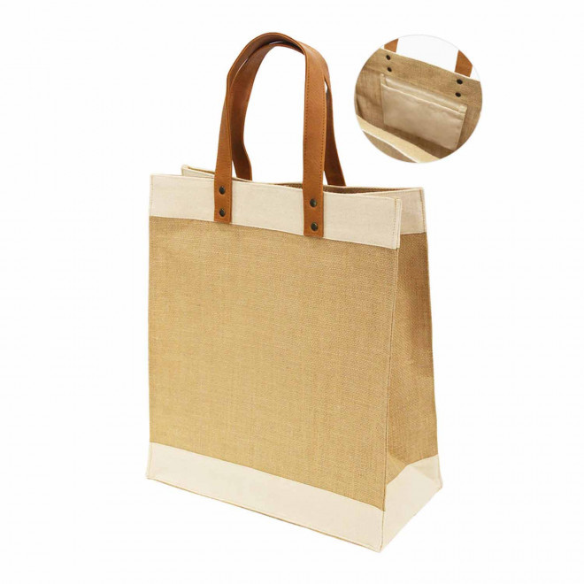 CABAS PERSONNALISABLE EN JUTE ANSES EN PU 'KENDRICK'