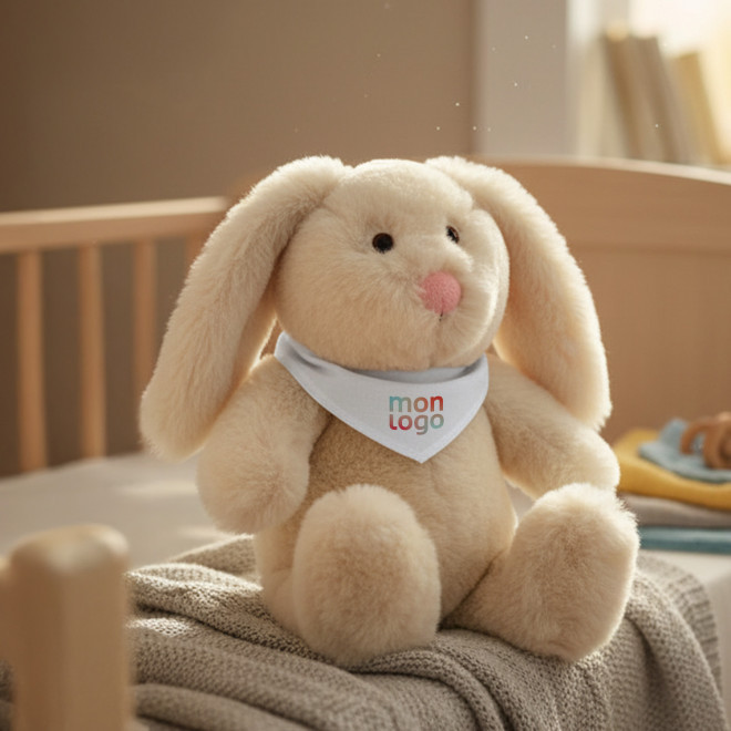 PELUCHE RPET LAPIN PERSONNALISABLE 'PINOU BANDANA'
