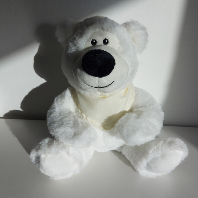 PELUCHE RPET OURS BLANC PERSONNALISABLE 'BABO BANDANA'