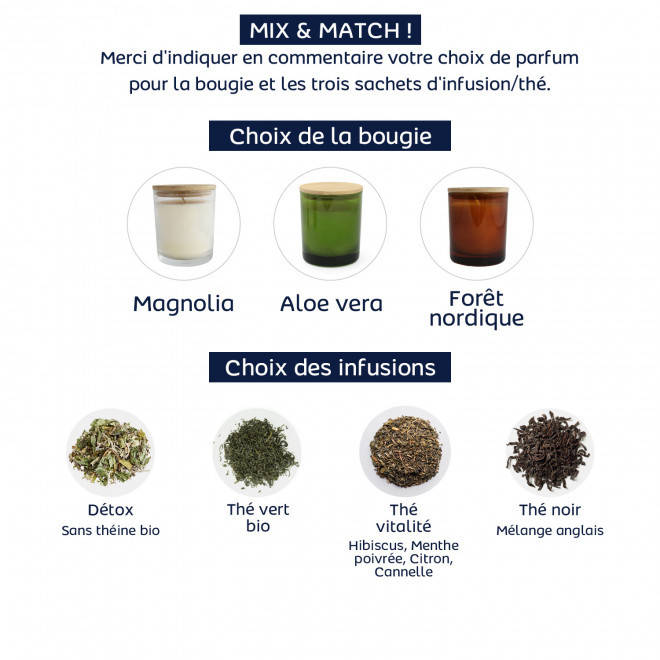 COFFRET CADEAU MUG BOUGIE ET THE PERSONNALISABLE 'NATRA'