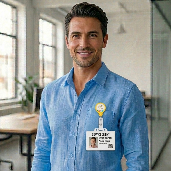 PORTE BADGE DEROULEUR PERSONNALISE 'DISTUBI GOUTTE'