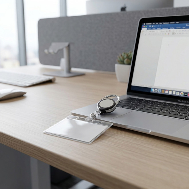 PORTE BADGE DEROULEUR PERSONNALISE 'DISTUBI MOUSQUETON'