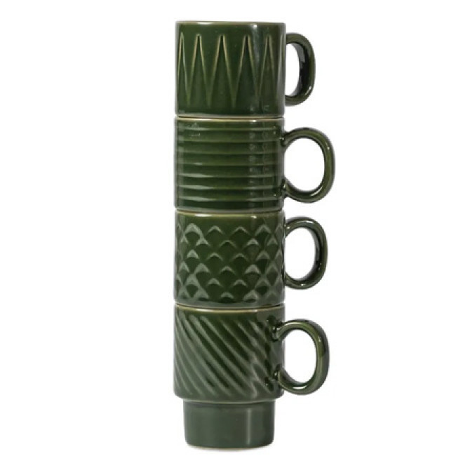 SET DE 4 TASSES DESIGN VERT