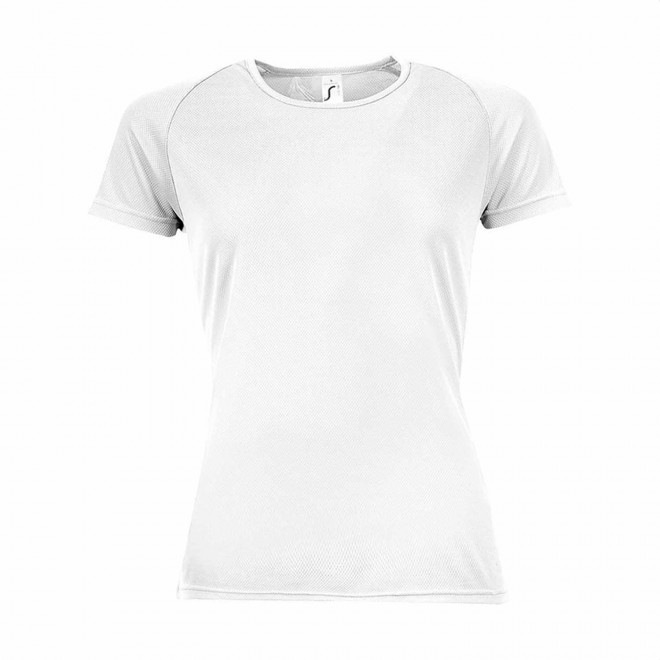 TEE SHIRT PUBLICITAIRE RESPIRANT FEMME BLANC 'SPORTY' 140 GR/M²