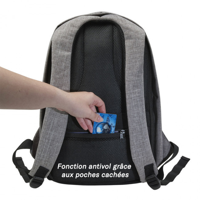 SAC À DOS ANTIVOL POUR ORDINATEUR 'YUCCA' PERSONNALISABLE