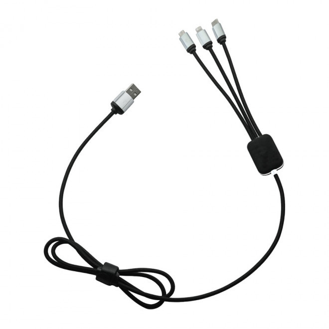 CÂBLE DE CHARGE LONG 3 EN 1 SCX® PERSONNALISÉ AVEC LOGO LUMINEUX 'MERET'