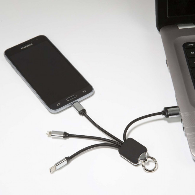 CÂBLE DE CHARGE 3 EN 1 SCX® LOGO LUMINEUX 'ANAT'