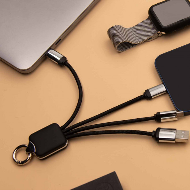 CÂBLE DE CHARGE 3 EN 1 SCX® LOGO LUMINEUX 'ANAT'