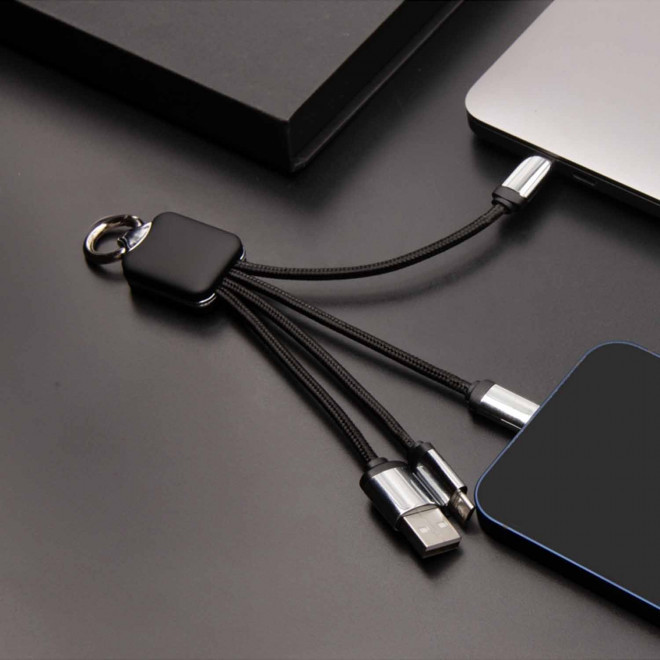 CÂBLE DE CHARGE 3 EN 1 SCX® LOGO LUMINEUX 'ANAT'