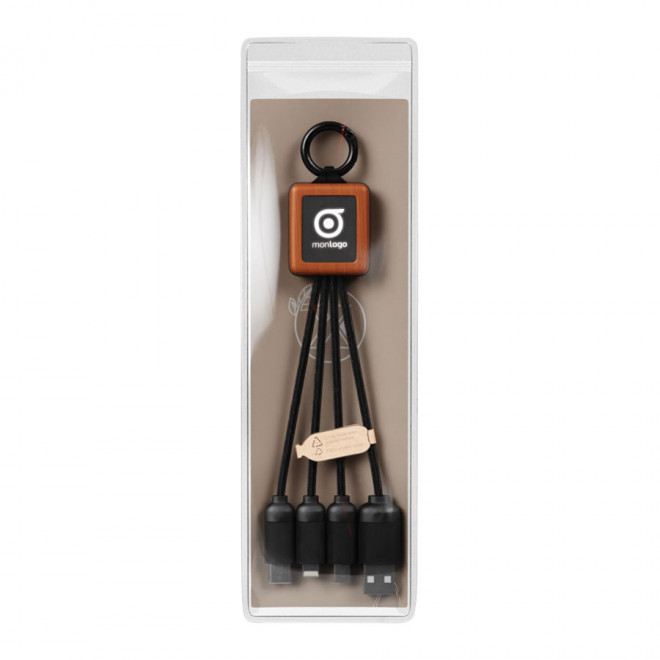 CÂBLE DE CHARGE 3 EN 1 SCX® PERSONNALISÉ AVEC LOGO LUMINEUX 'KEMES'