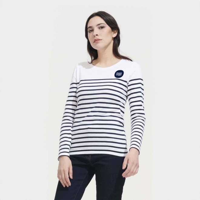 TEE SHIRT PERSONNALISÉ RAYÉ FEMME 'MATELOT'