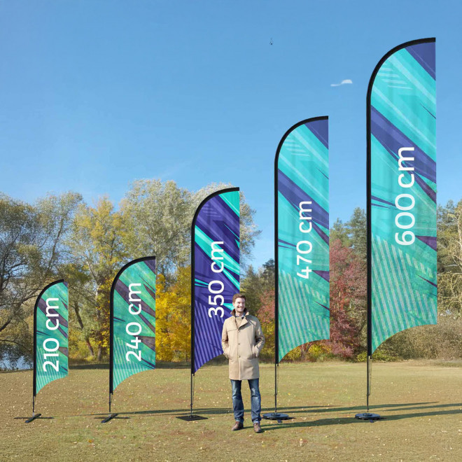 DRAPEAU PUBLICITAIRE ORIFLAMME PLUME VOILE + MÂT 'DRAPUS'