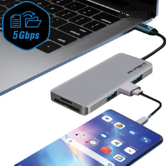 HUB PERSONNALISABLE 7 EN 1 AKASHI® 'CROSBI'